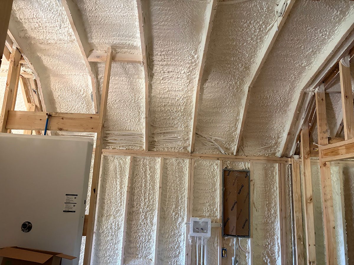 Open-cell spray foam in residential walls and ceiling